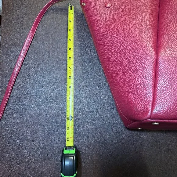 Designer-Inspired (Polene Paris Cabas). Genuine Leather Red Tote Bag - Picture 8 of 10